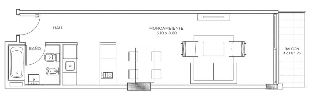 WH Coghlan monoambiente plano